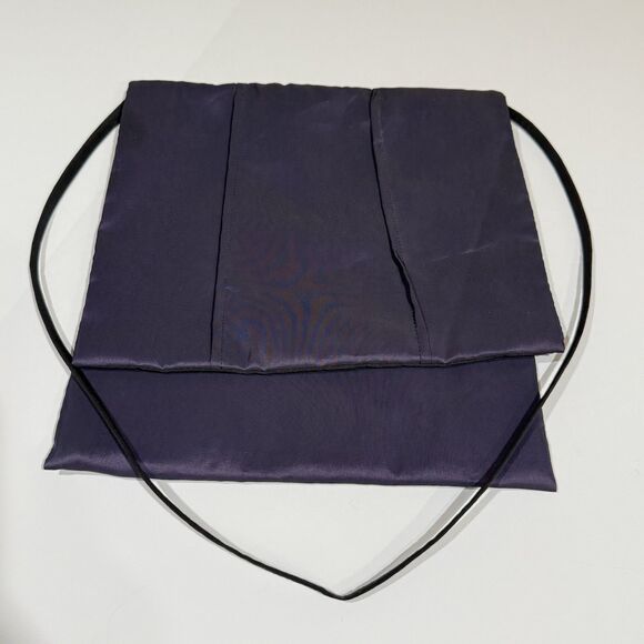 Women Satin Crossbody Shoulder Bag Dark Blue Fold Over Flap 11x12 in - Picture 10 of 16